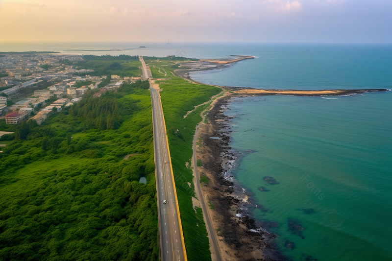 著名旅游胜地蓝色大海的海边公路实拍摄影图,高清,摄影图,摄影图片,图片大全,摄影图免费下载